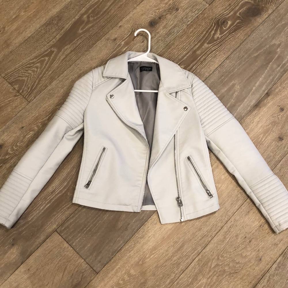 Top shop Light grey leather jacket